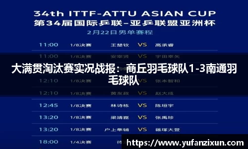 大满贯淘汰赛实况战报：商丘羽毛球队1-3南通羽毛球队